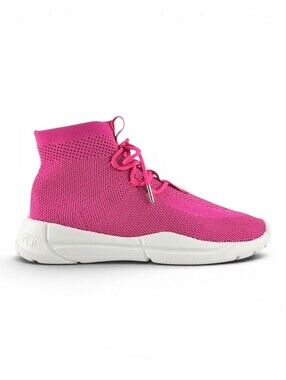 Kendall + Kylie Women's Pink Knit Lace Up Athletic Sneakers Pink 9-9.5
